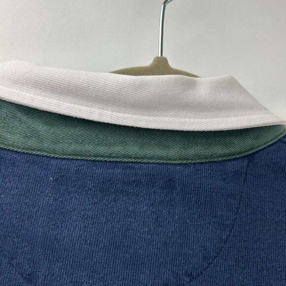 VTG Lands' End Shirt Men's L 42-44 Red Navy Striped Rugby Direct Merchants - Picture 11 of 16